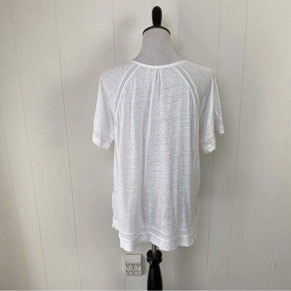 WRAP LONDON Women's 100% LINEN Casual Top White US Sz 12 Tie Neck Bohemian - Picture 8 of 13